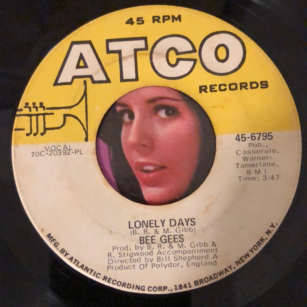 Bee Gees Lonely Days Vinyl 45 Record '70